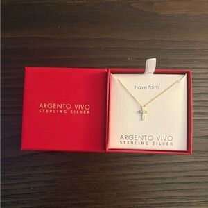 NEW Argento Vivo gold cross necklace